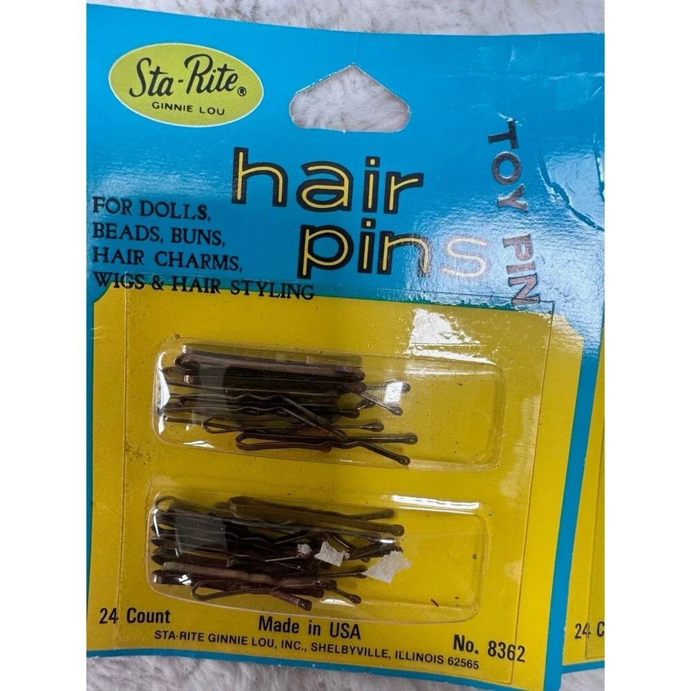 Vtg 2 packs STA-RITE Ginnie Lou Hair Toy Bobby Pins 24 Count Dolls, Wigs, Buns